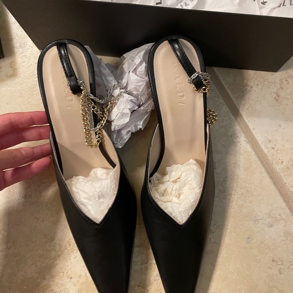 Kalda black ara 55mm ankle chain leather mules - Picture 5 of 8